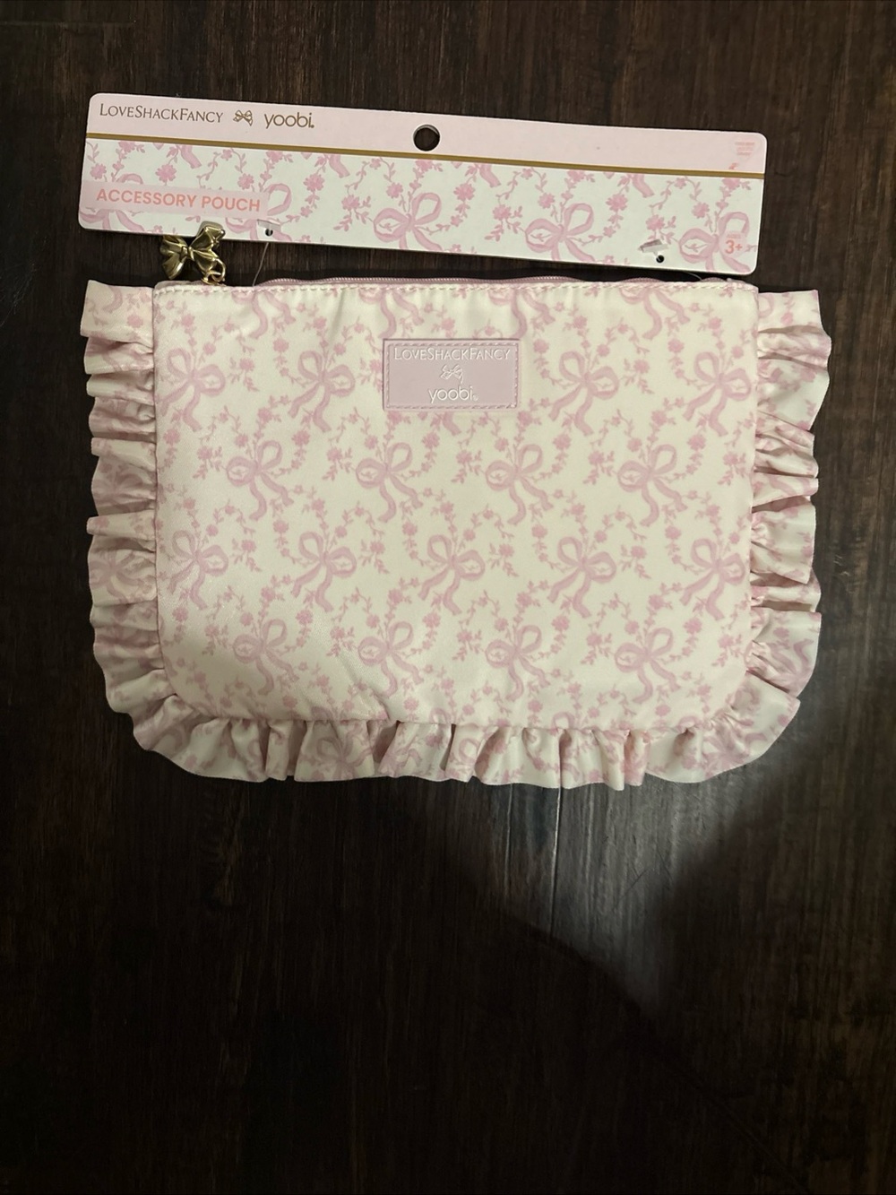 LoveShackFancy Pink Floral Ruffled Accessory Pouch - Picture 2 of 4